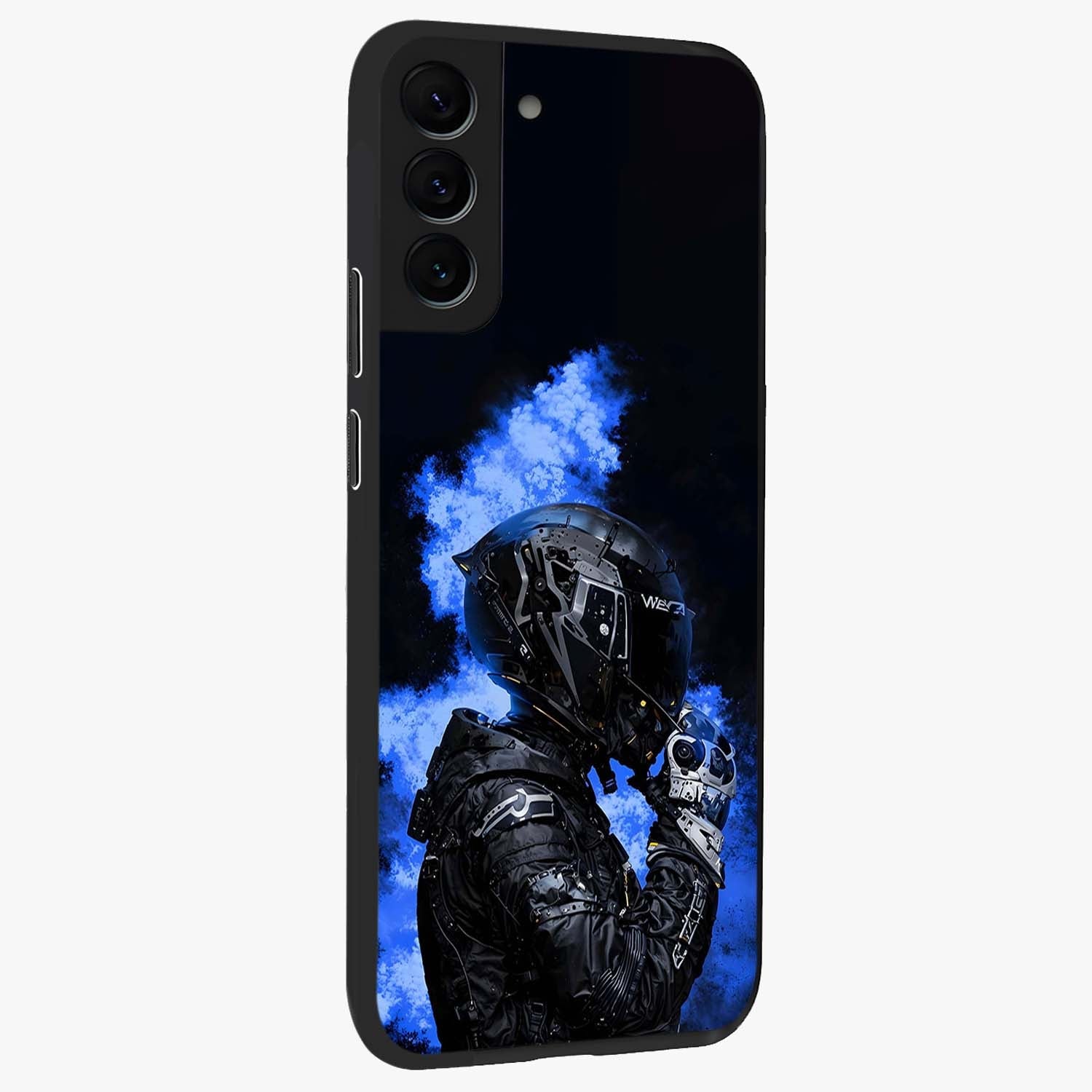 Cyber Sentinel Protocol Glass Case upright view showcasing advanced cyber sentinel artwork with futuristic tech theme.