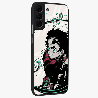 Demon Slayer Glass Case upright view showcasing powerful anime artwork with intense warrior theme.