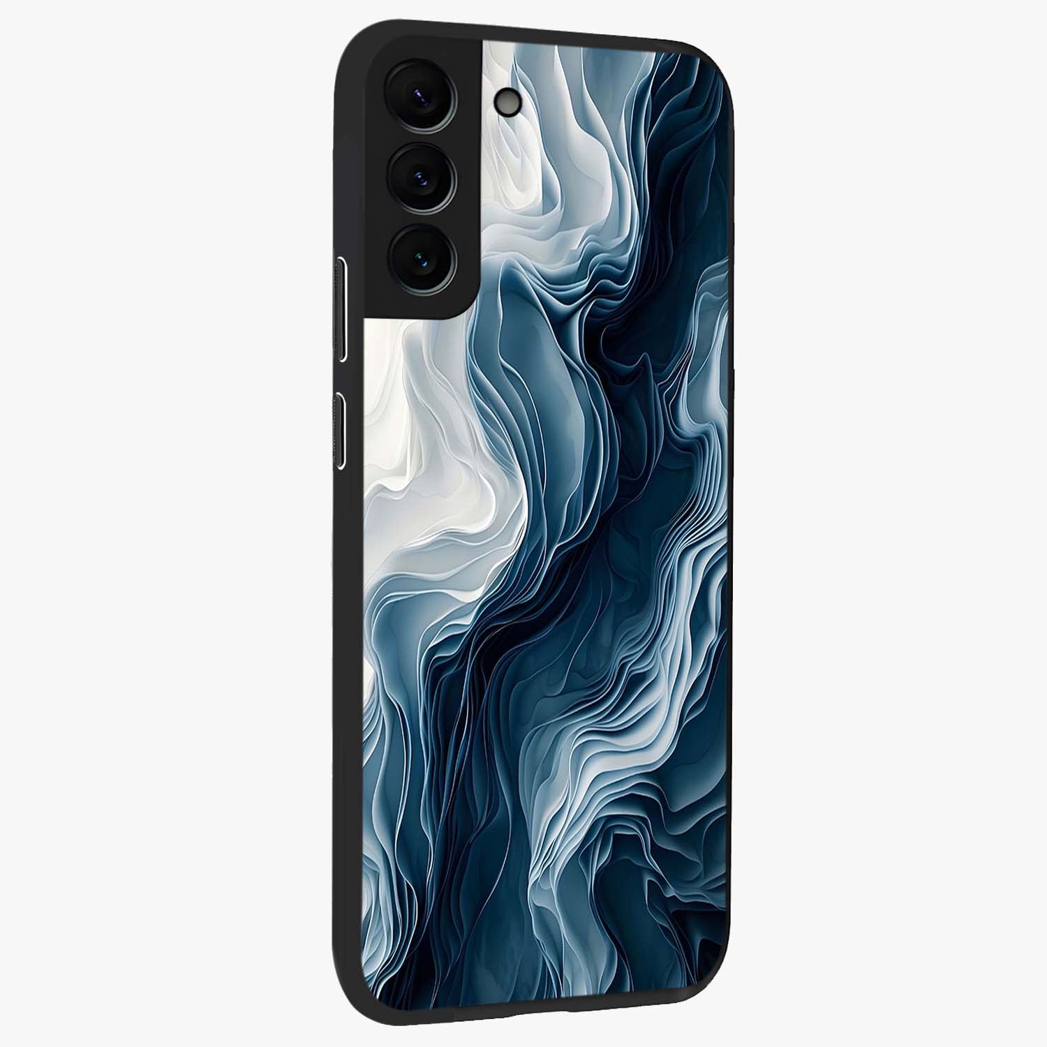 Ethereal Paper Marble Glass Case upright view showcasing smooth marble artwork with refined minimalist theme.