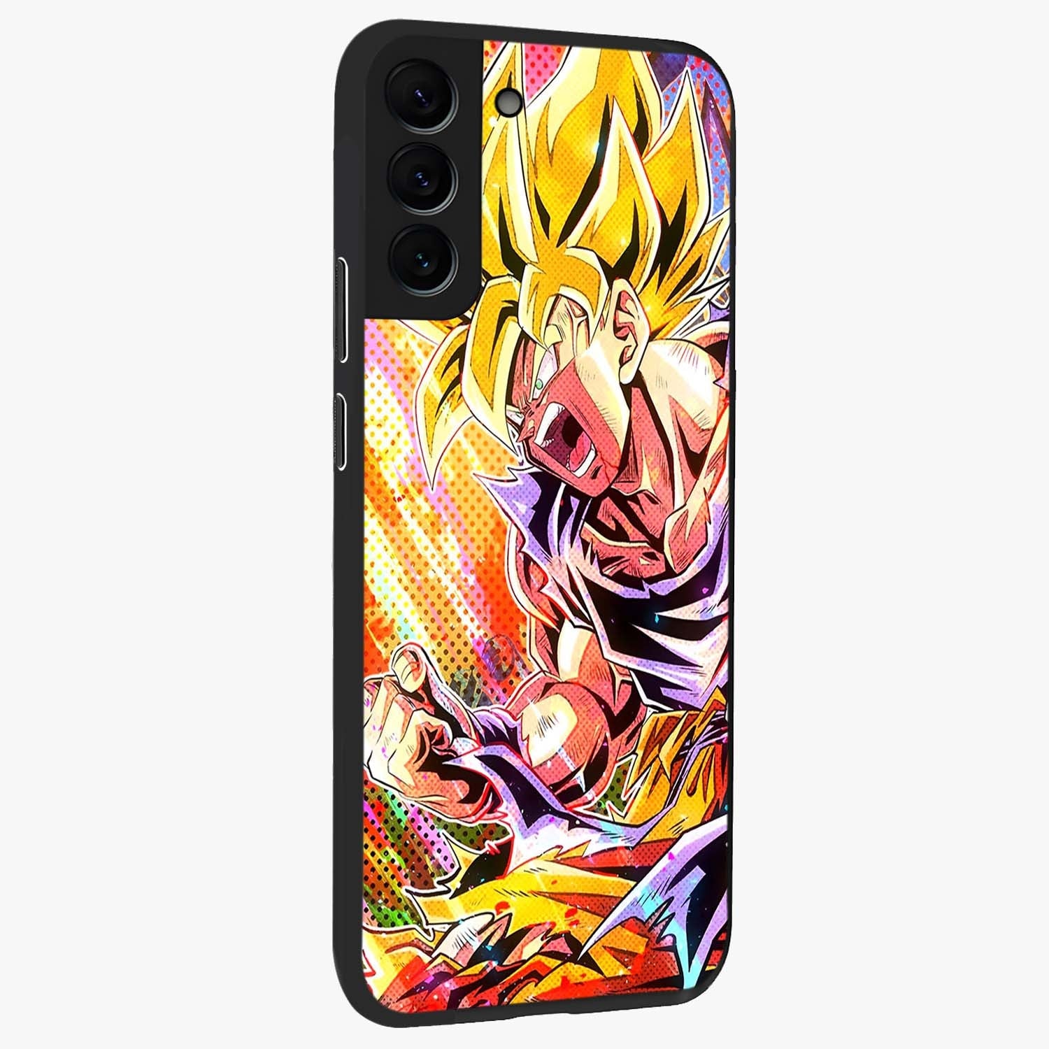 Firing Goku Glass Case upright view showcasing energetic anime artwork with bold warrior theme.