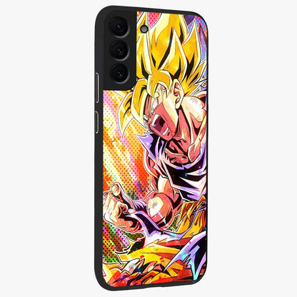 Firing Goku Glass Case upright view showcasing energetic anime artwork with bold warrior theme.