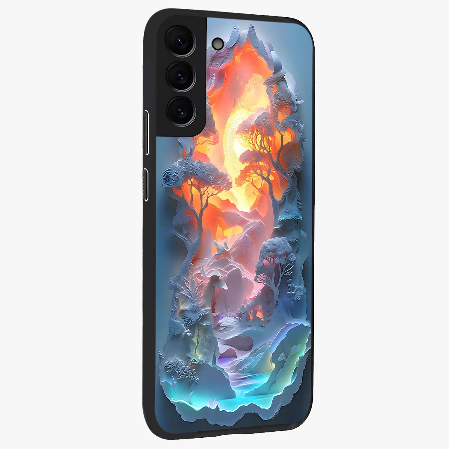 Glow Forest Portal Glass Case upright view showcasing enchanted forest portal artwork with fantasy nature theme.