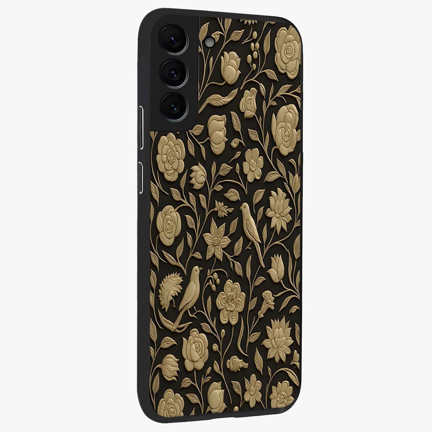Golden Evil Eye Mandala Glass Case upright view showcasing decorative evil eye mandala artwork with spiritual aesthetic style.