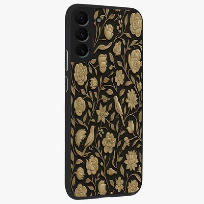Golden Evil Eye Mandala Glass Case upright view showcasing decorative evil eye mandala artwork with spiritual aesthetic style.