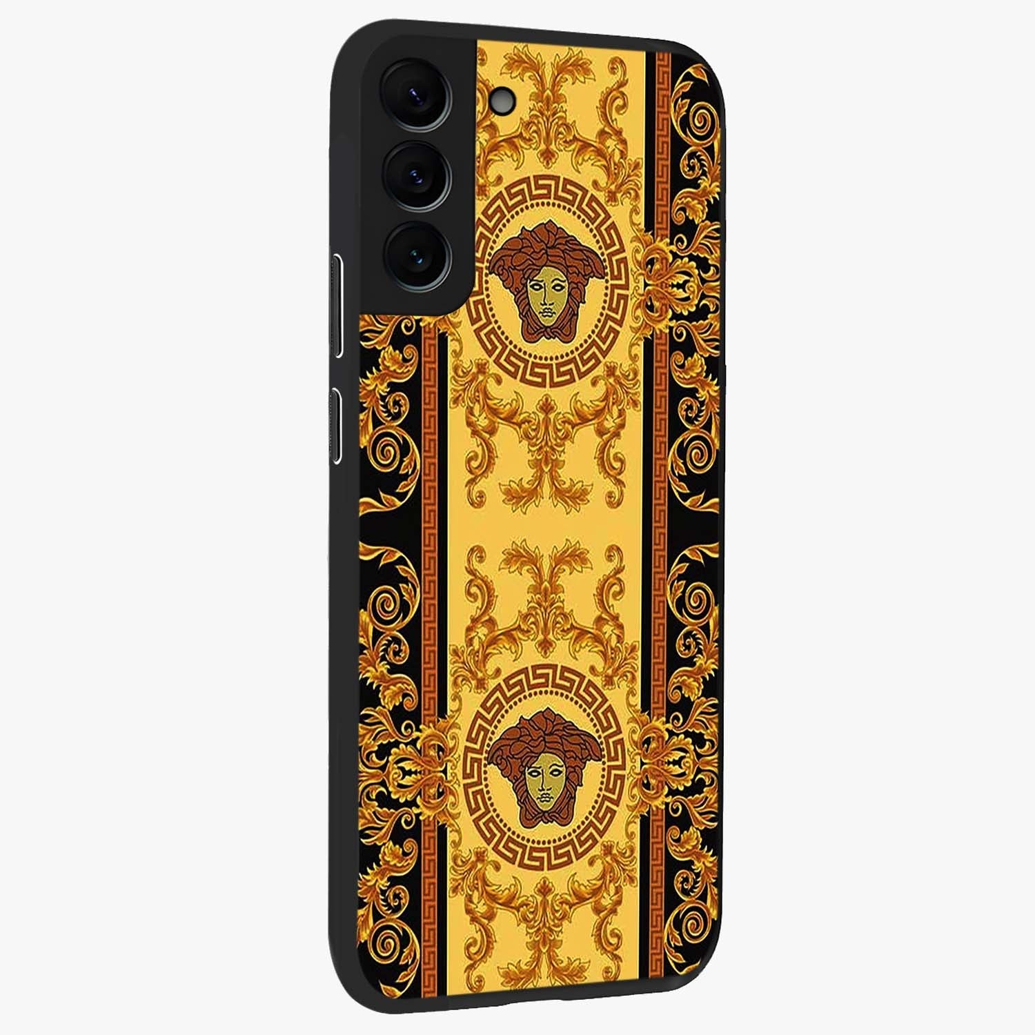 Golden Lotus Glow Glass Case upright view showcasing luminous lotus artwork with peaceful divine theme.