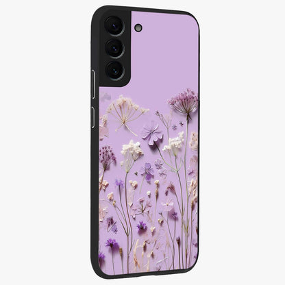 Lavender Blossom Dream Glass Case upright view showcasing delicate lavender blossom artwork with peaceful floral theme.