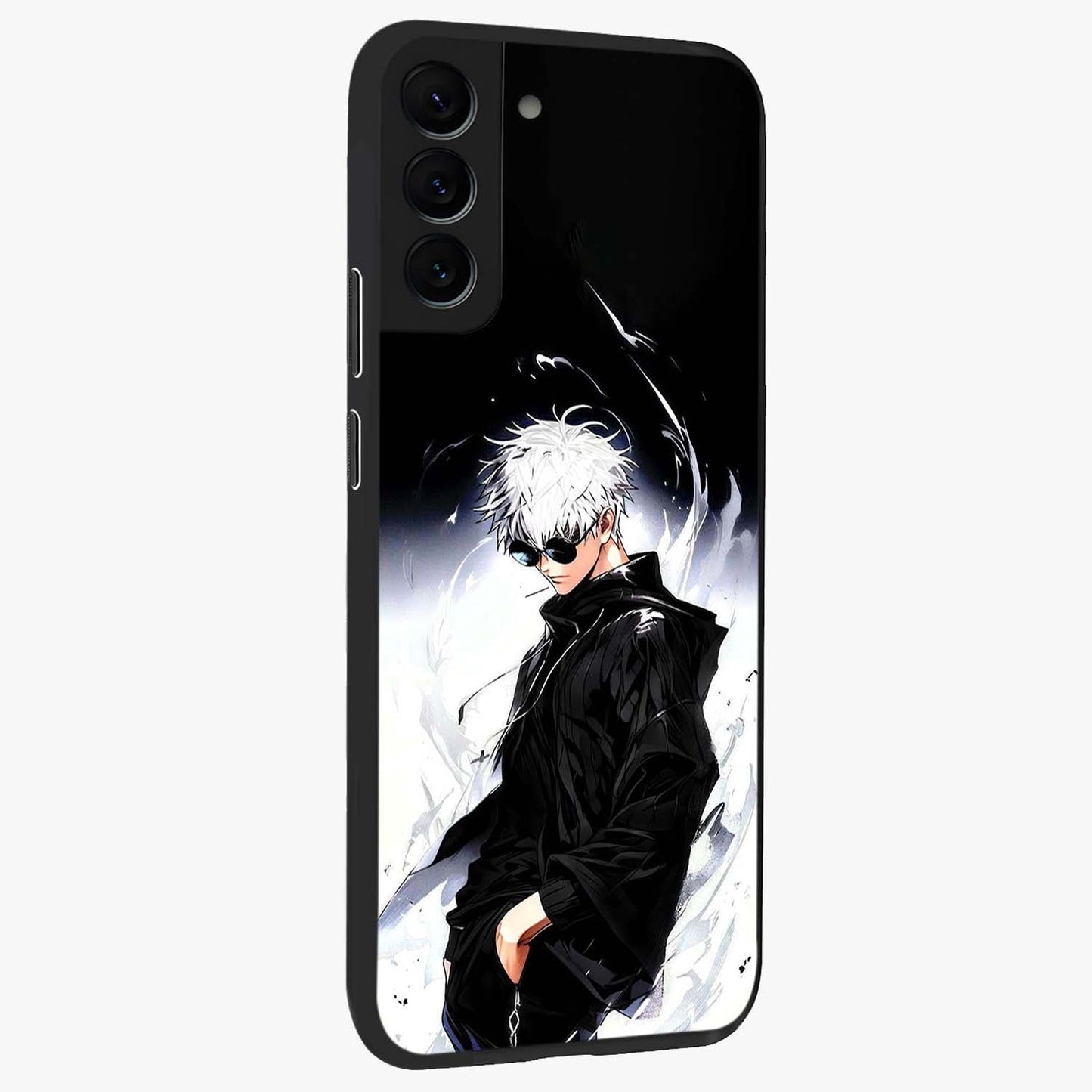 Limitless Shadow King Glass Case upright view showcasing bold shadow warrior artwork with epic fantasy theme.