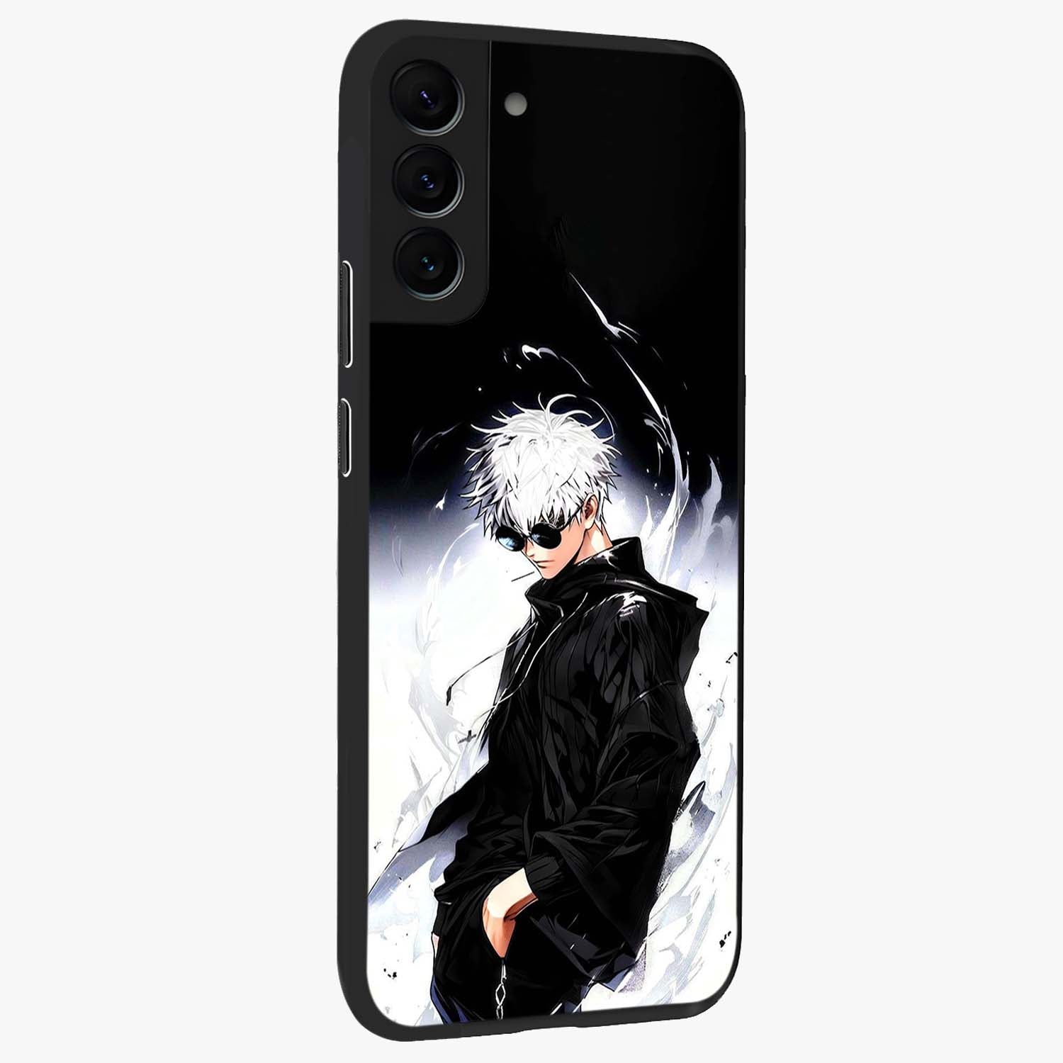 Limitless Shadow King Glass Case upright view showcasing bold shadow warrior artwork with epic fantasy theme.