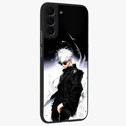 Limitless Shadow King Glass Case upright view showcasing bold shadow warrior artwork with epic fantasy theme.