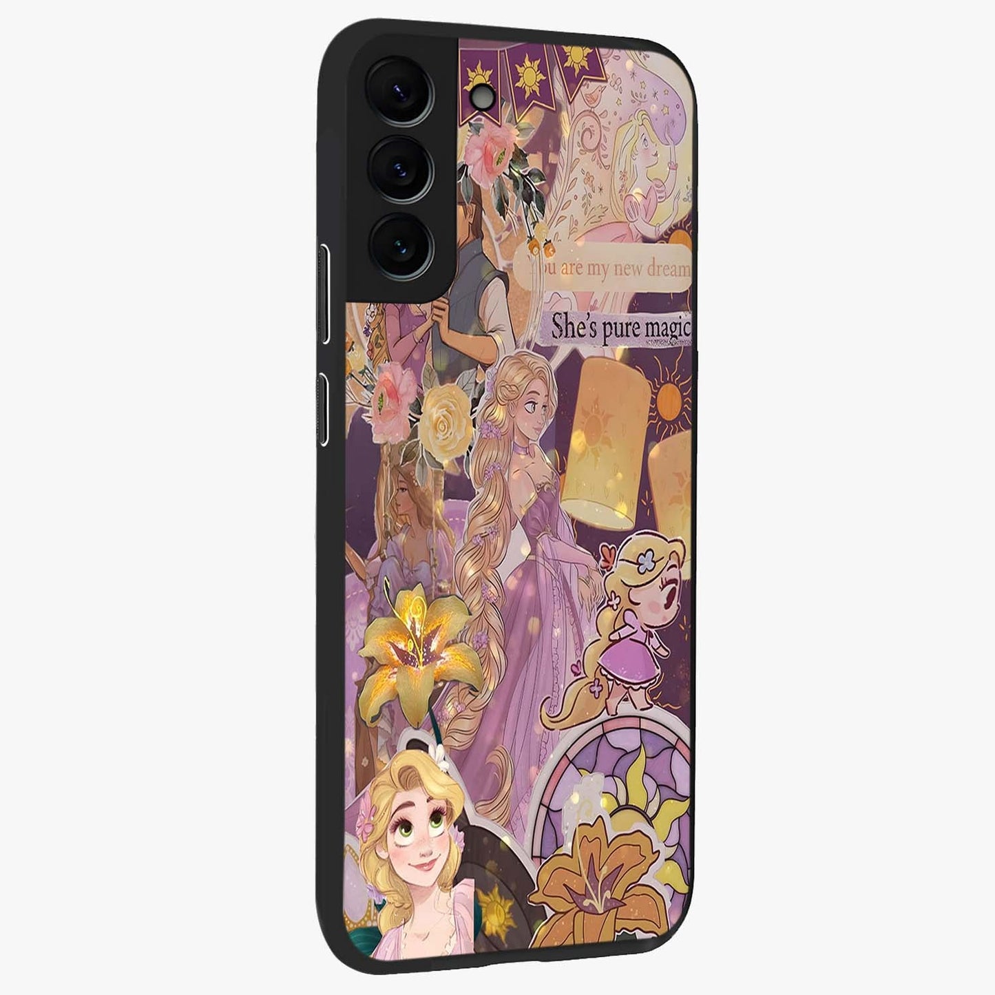 Magical Tangled Dream Glass Case upright view showcasing enchanting artistic artwork with dreamy fantasy theme.