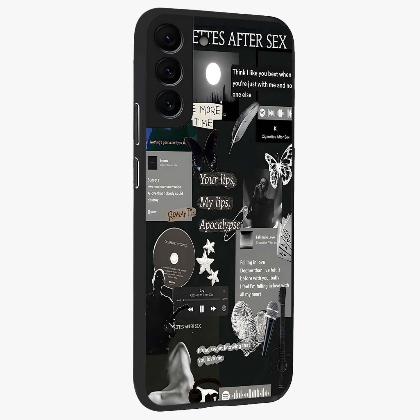Midnight Love Echo Glass Case upright view showcasing expressive romantic artwork with dreamy midnight theme.