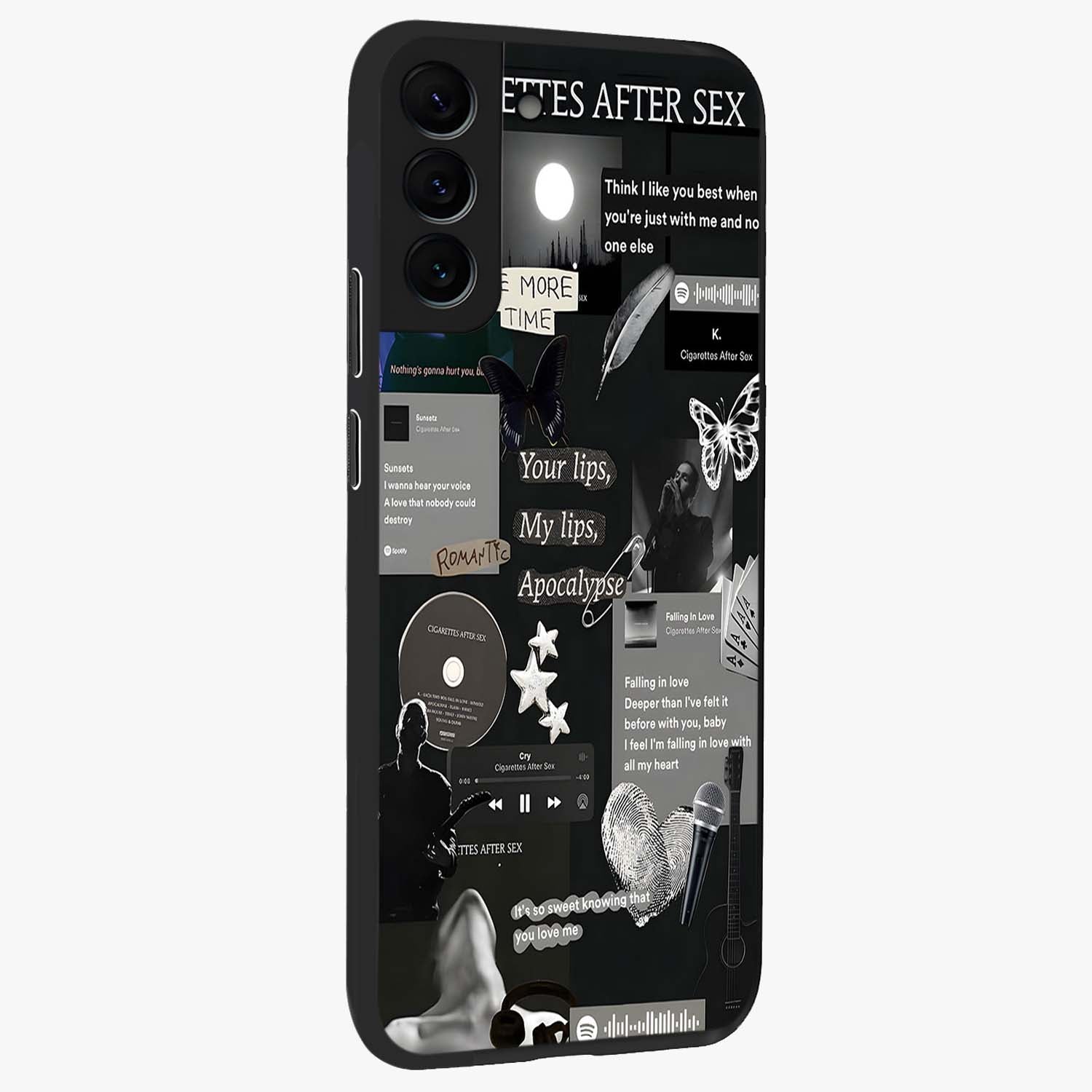 Midnight Love Echo Glass Case upright view showcasing expressive romantic artwork with dreamy midnight theme.