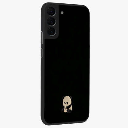 Midnight Panda Love Glass Case upright view showcasing charming panda artwork with playful romantic theme.