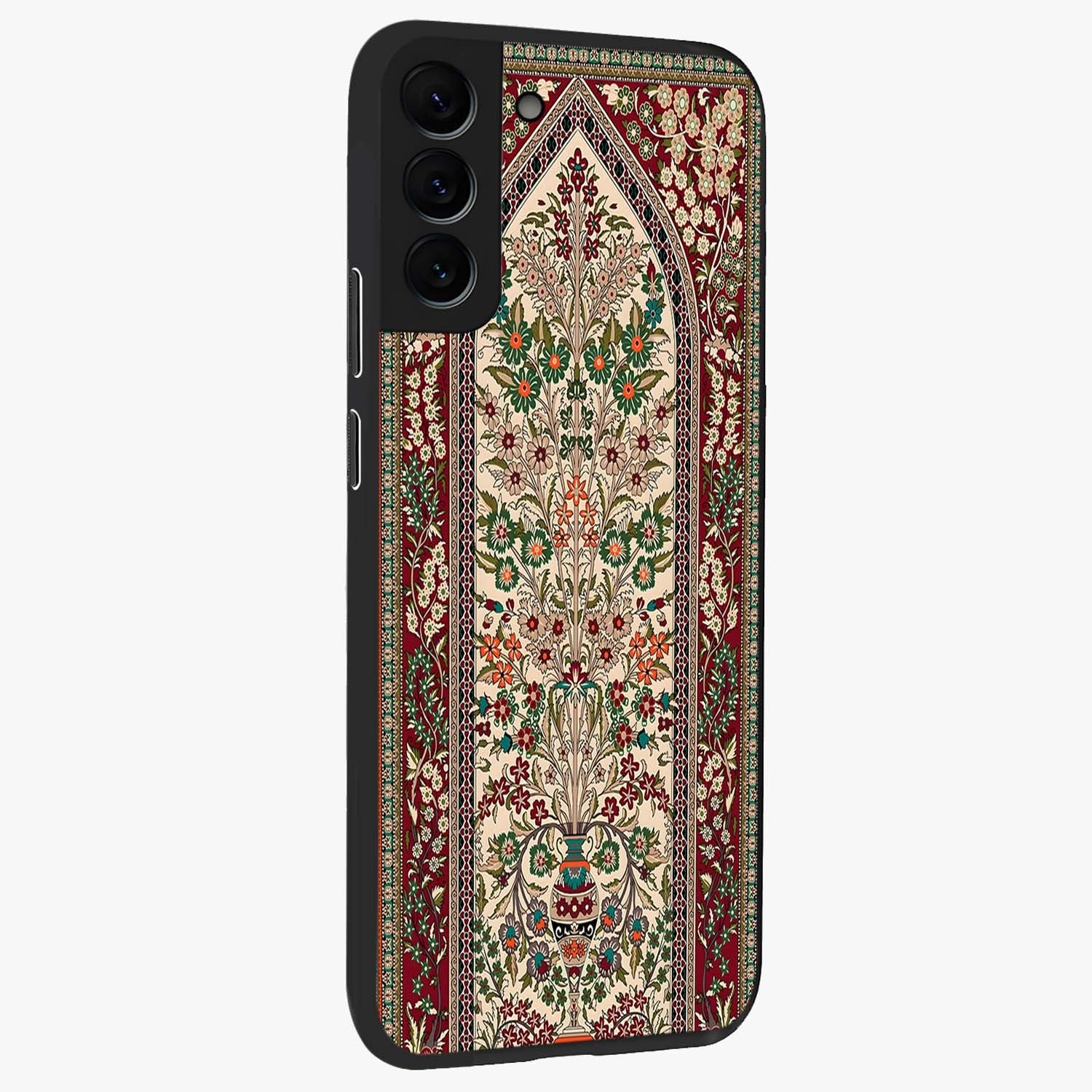Persian Inspired Glass Case upright view showcasing decorative Persian artwork with rich heritage theme.