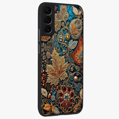 Royal Jewel Garden Glass Case upright view showcasing rich floral artwork with luxurious garden theme.