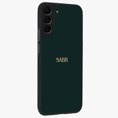 Sabr Minimal Patience Glass Case upright view showcasing calm minimalist artwork with motivational patience theme.