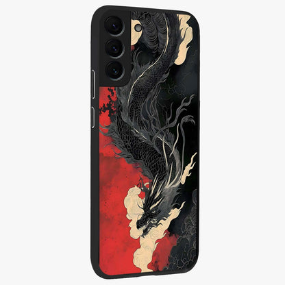 Shadow Dragon Fury Glass Case upright view showcasing intense dragon artwork with dramatic shadow theme.