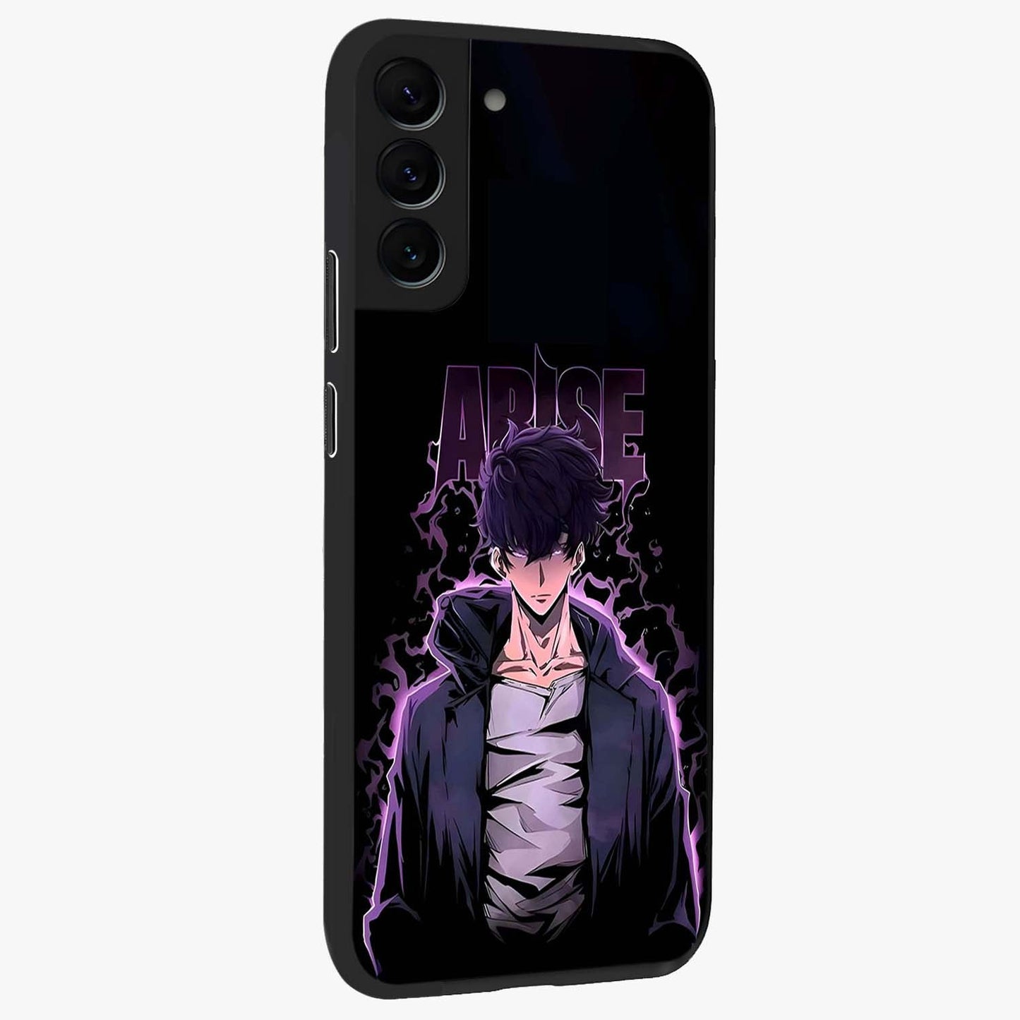 Shadow Monarch Awakening Glass Case upright view showcasing bold monarch artwork with mystical awakening theme.