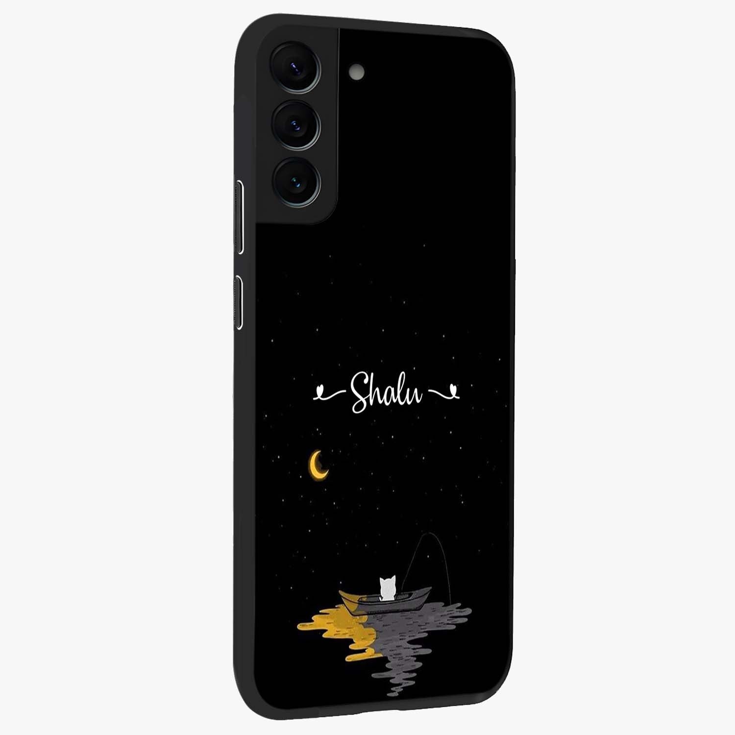 Silent Night Row Glass Case upright view showcasing tranquil night artwork with serene landscape theme.