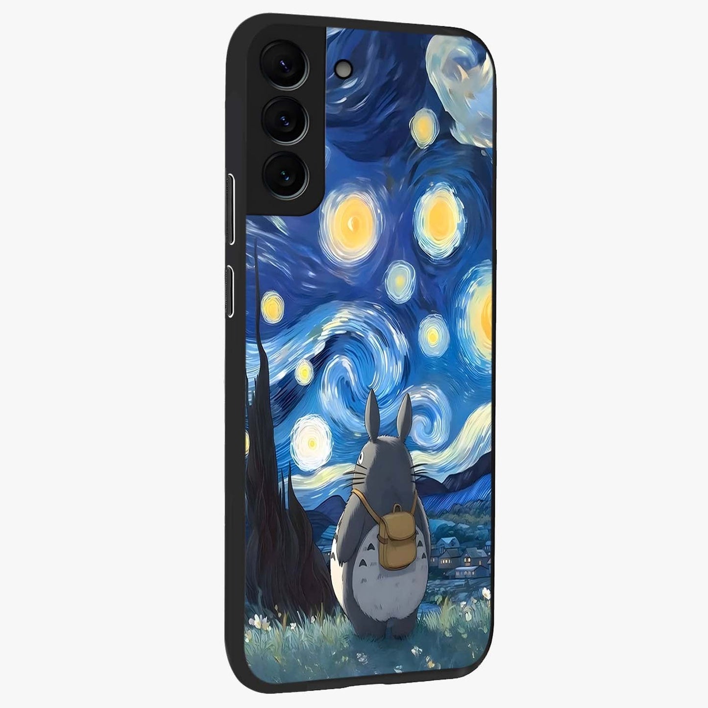 Totoro In Van Gogh Art Glass Case upright view showcasing creative character artwork with painterly artistic theme.