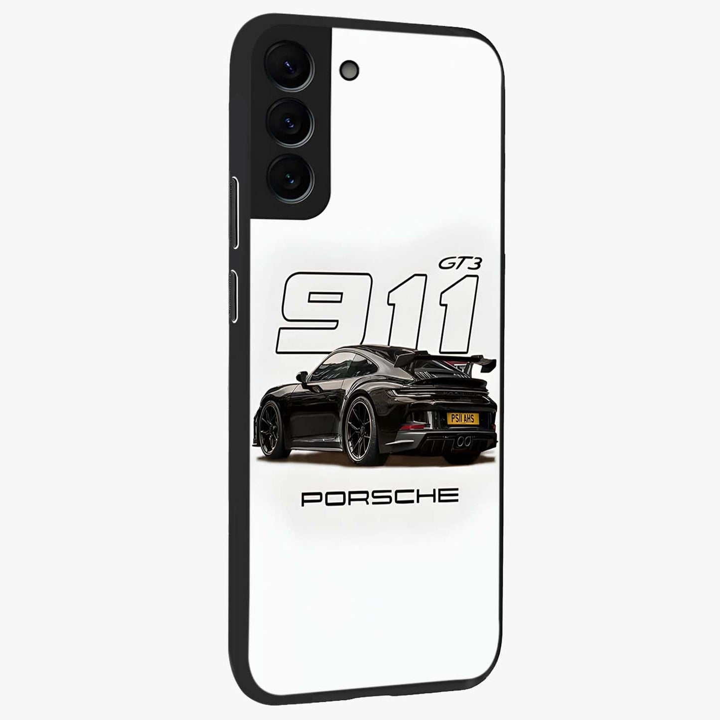 Turbo Legacy Icon Glass Case upright view showcasing bold racing inspired artwork with classic car theme.