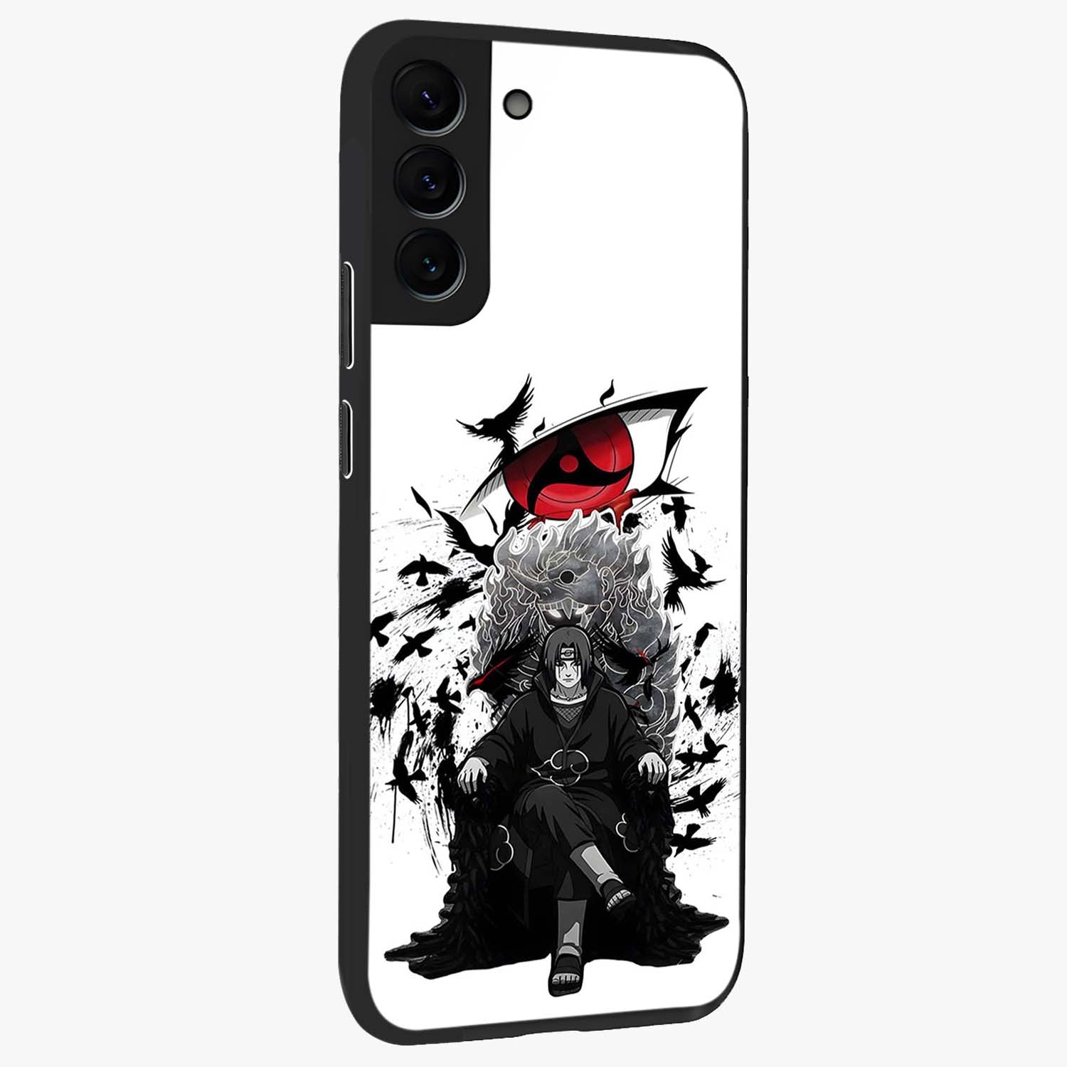 Uchiha Shadow Throne Glass Case upright view showcasing magical underwater galaxy artwork with vibrant cosmic theme.