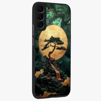 Zen Moon Rise Glass Case upright view showcasing serene moon artwork with tranquil night theme.
