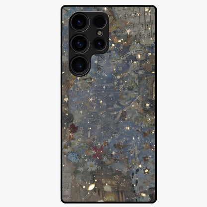 Aesthetic Astrolophia Glass Case showing flat back view with dreamy aesthetic design and glossy glass finish.