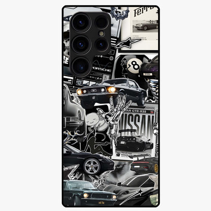 Aesthetic Dark Love Glass Case showing flat back view with dark romantic artwork and glossy glass finish.