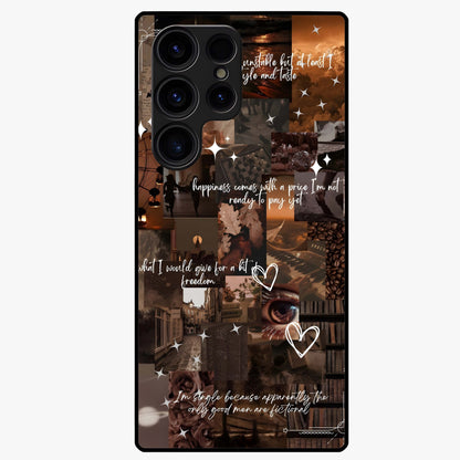 Bittersweet Aesthetic Chaos Glass Case showing flat back view with artistic chaotic aesthetic design and glossy glass finish.