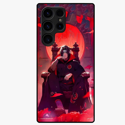 Blood Moon Sovereign Glass Case showing flat back view with mystical blood moon artwork and glossy glass finish.