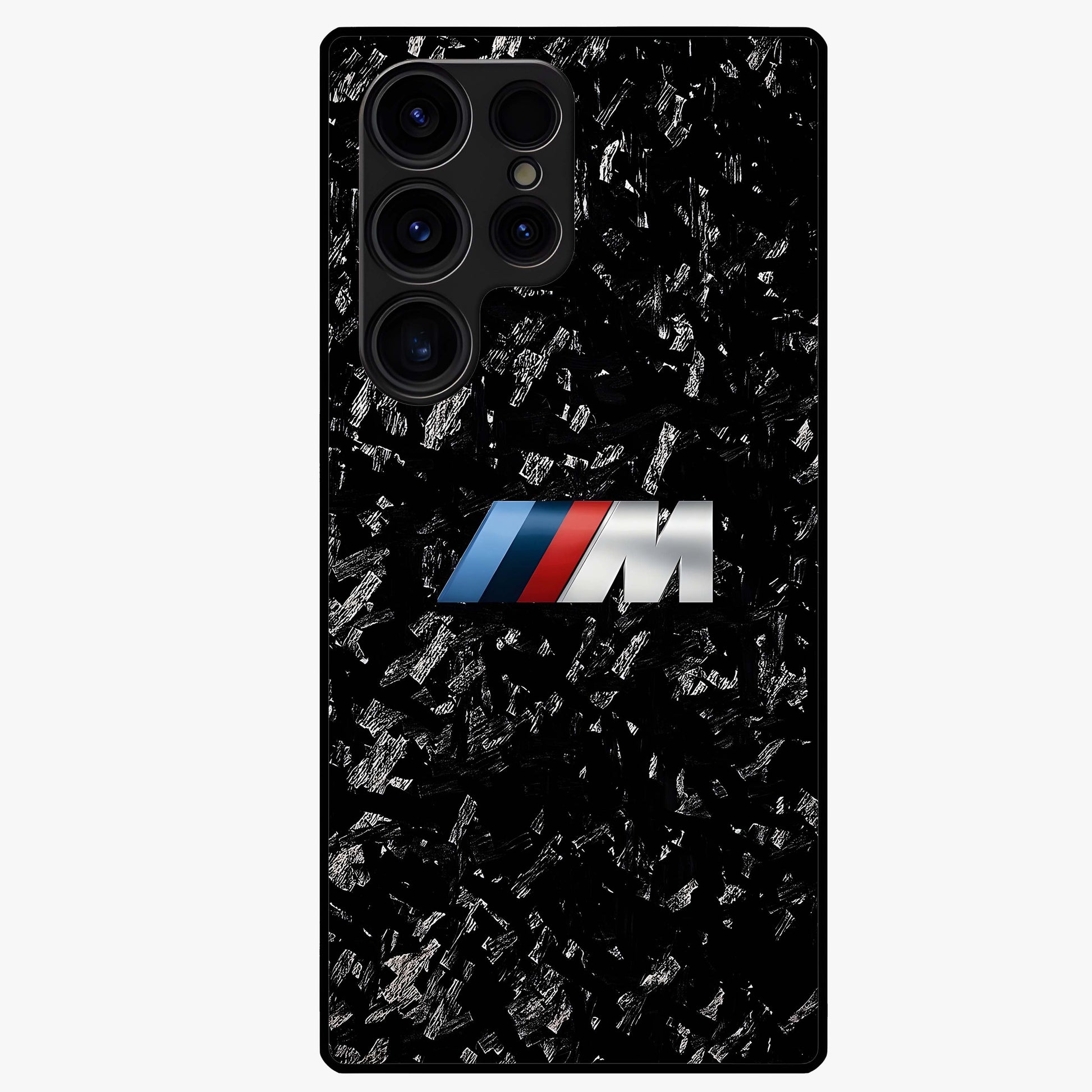 Carbon Speed Mark Glass Case showing flat back view with sporty carbon pattern artwork and glossy glass finish.