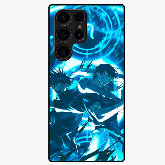 Cursed Energy Clash Glass Case showing flat back view with intense cursed energy artwork and glossy glass finish.
