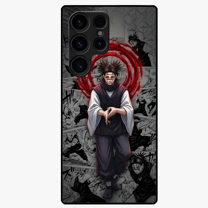 Cursed Ritual Ascension Glass Case showing flat back view with dark ritual themed artwork and glossy glass finish.