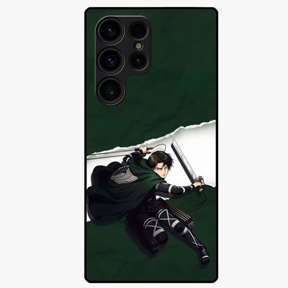 Emerald War Vanguard Glass Case showing flat back view with powerful warrior themed artwork and glossy glass finish.