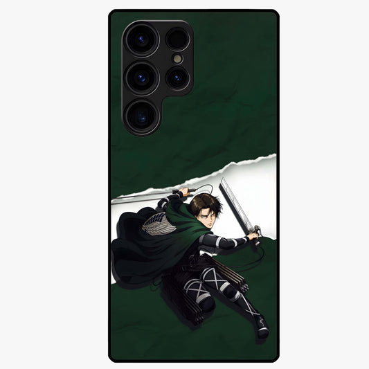 Emerald War Vanguard Glass Case showing flat back view with powerful warrior themed artwork and glossy glass finish.