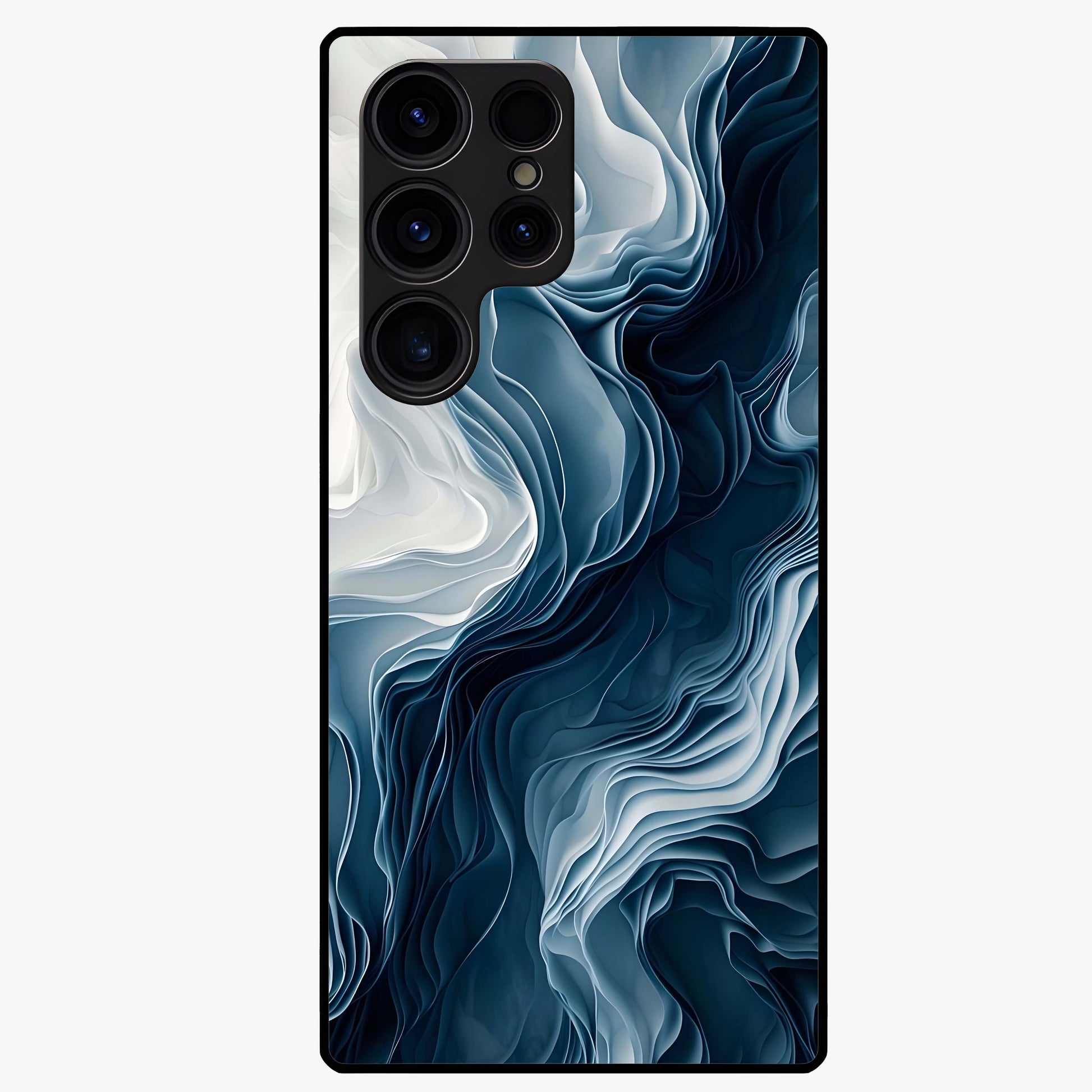 Ethereal Paper Marble Glass Case showing flat back view with soft marble paper texture artwork and glossy glass finish.