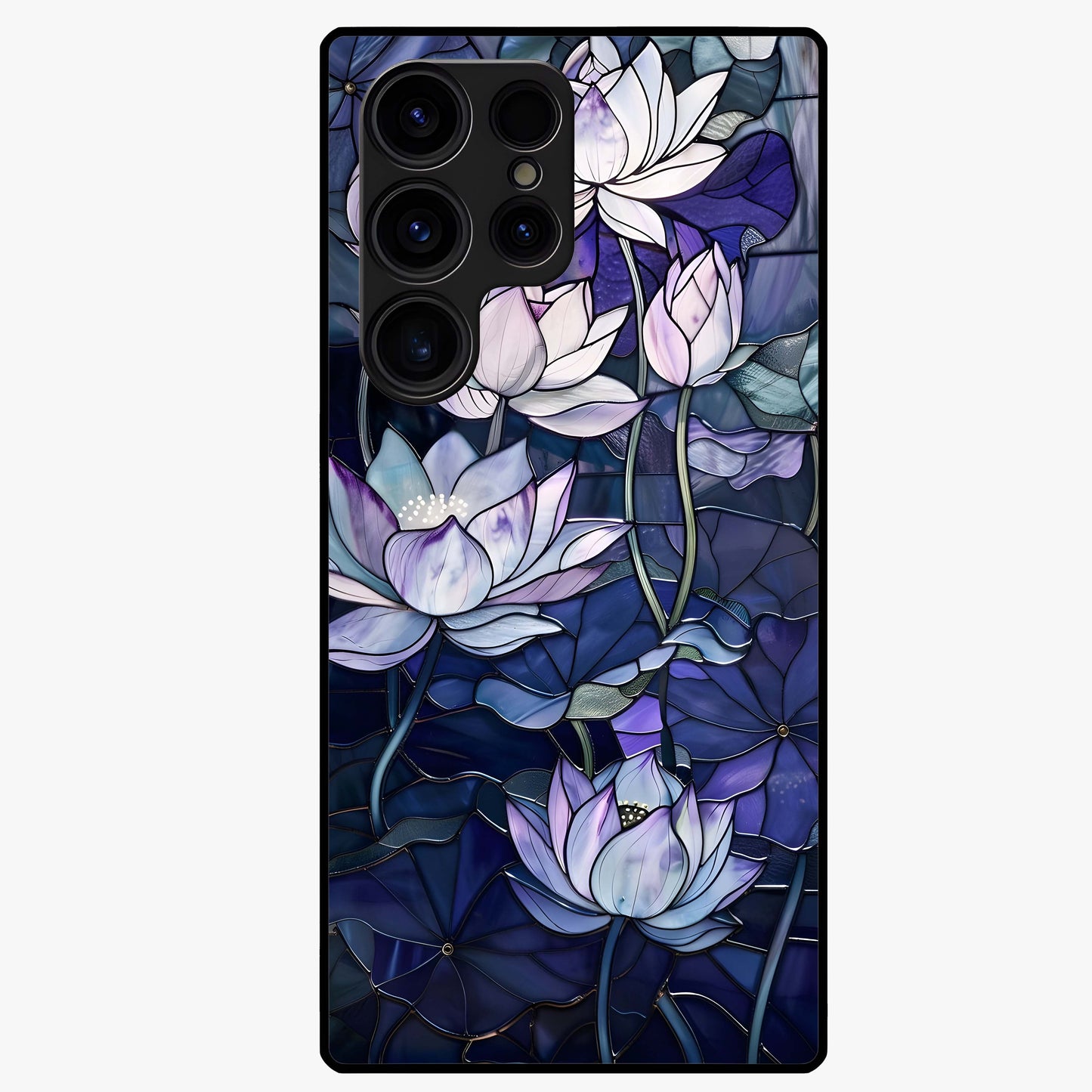 Gloss Petal Rush Glass Case showing flat back view with glossy flower petal artwork and smooth glass finish.