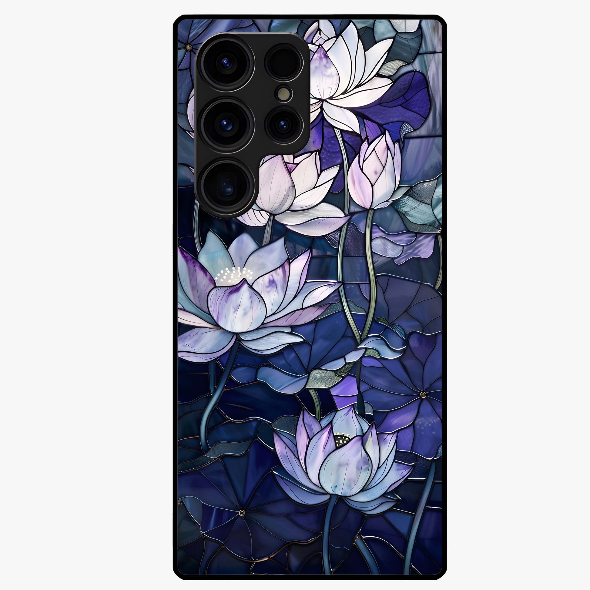 Gloss Petal Rush Glass Case showing flat back view with glossy flower petal artwork and smooth glass finish.