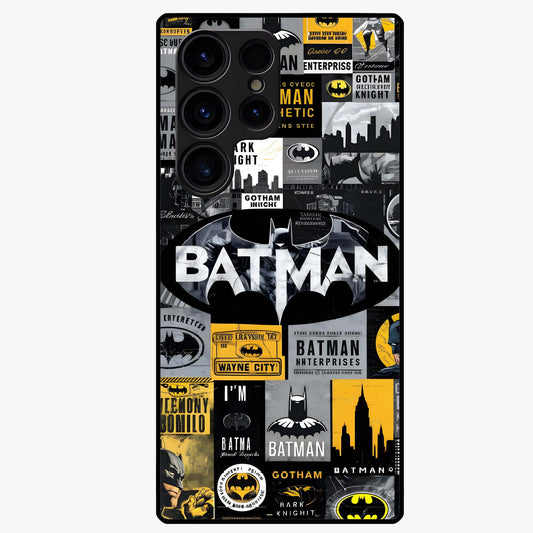 Knight Gotham Rise Glass Case showing flat back view with dark hero inspired artwork and glossy glass finish.