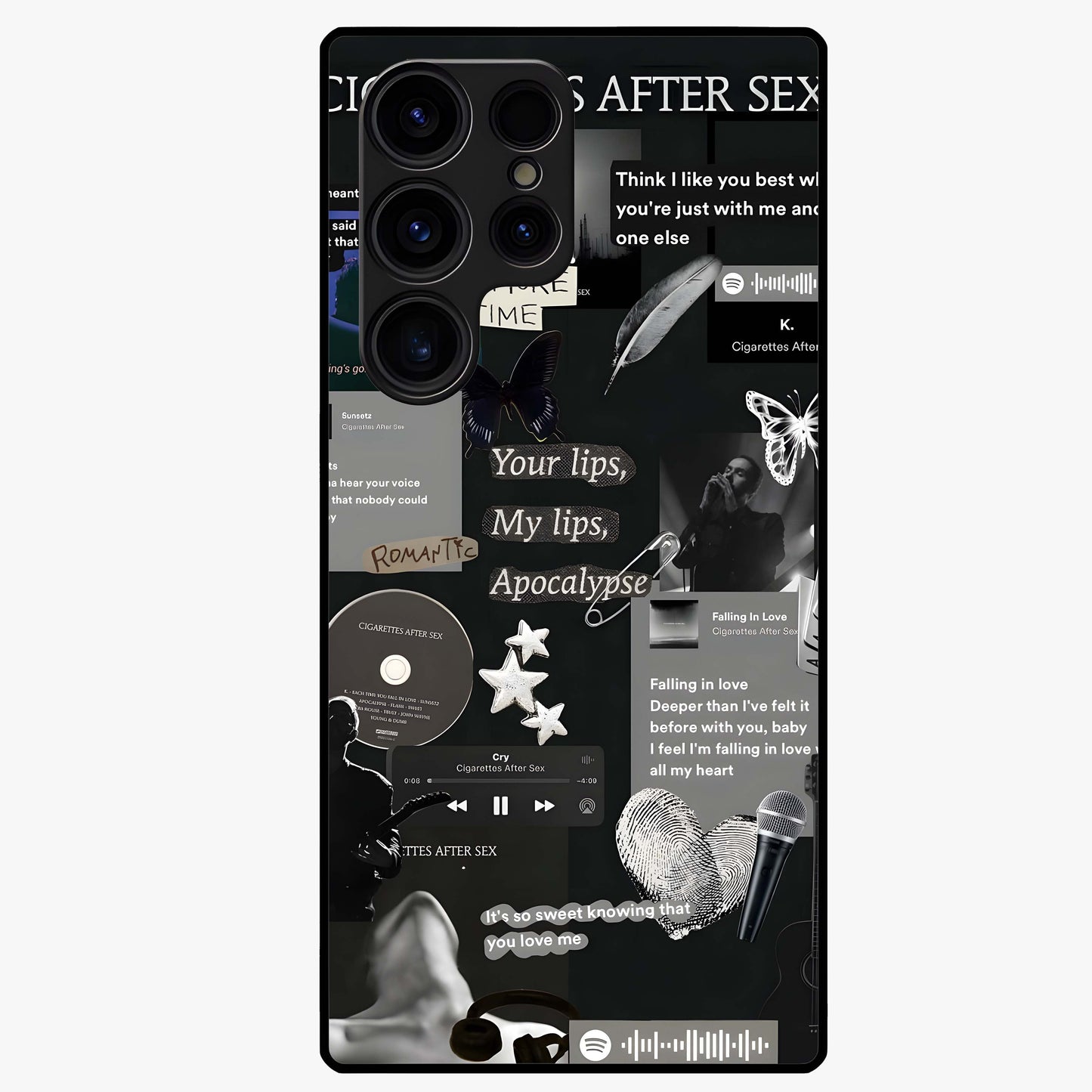 Midnight Love Echo Glass Case showing flat back view with romantic midnight themed artwork and glossy glass finish.