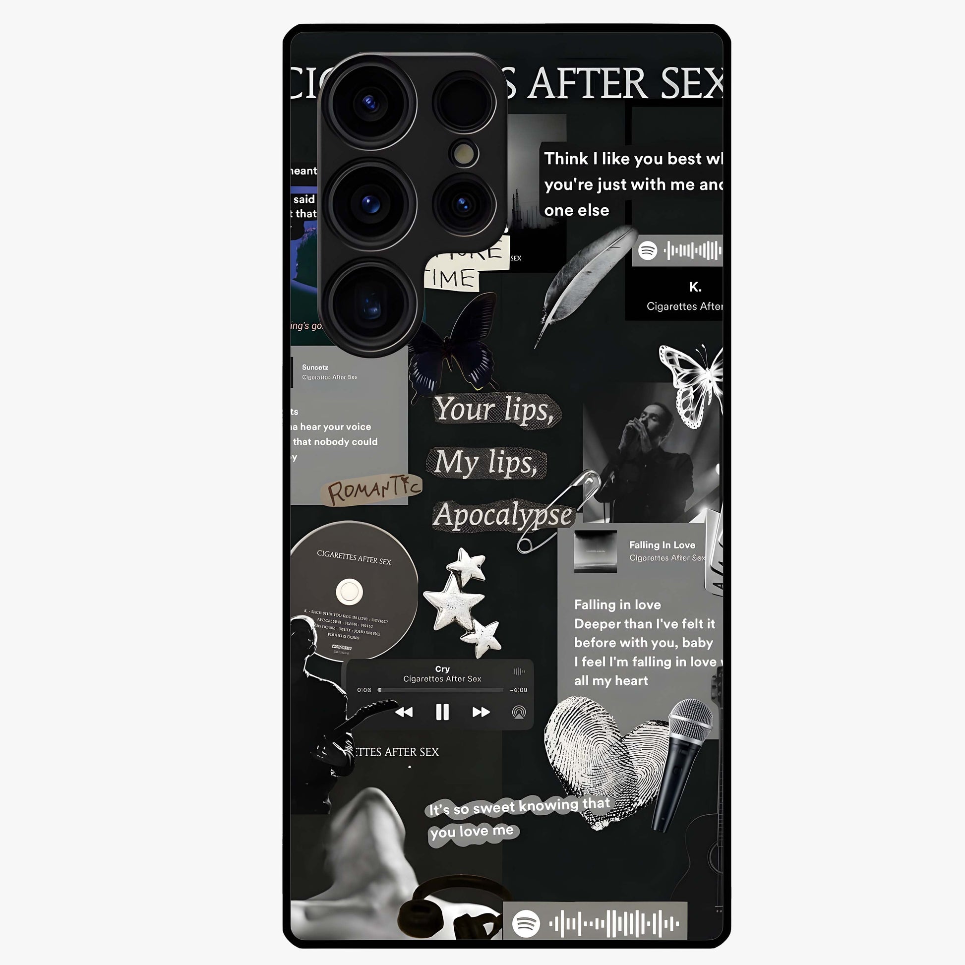 Midnight Love Echo Glass Case showing flat back view with romantic midnight themed artwork and glossy glass finish.