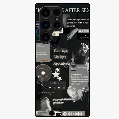 Midnight Love Echo Glass Case showing flat back view with romantic midnight themed artwork and glossy glass finish.