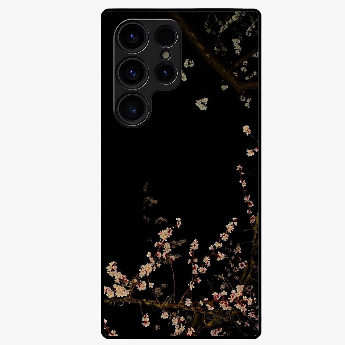 Petal Moon Light With Custom Name Glass Case showing flat back view with floral moonlight artwork and personalized name design.