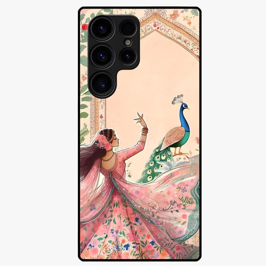 Royal Grace Muse Glass Case showing flat back view with elegant artistic artwork and glossy glass finish.