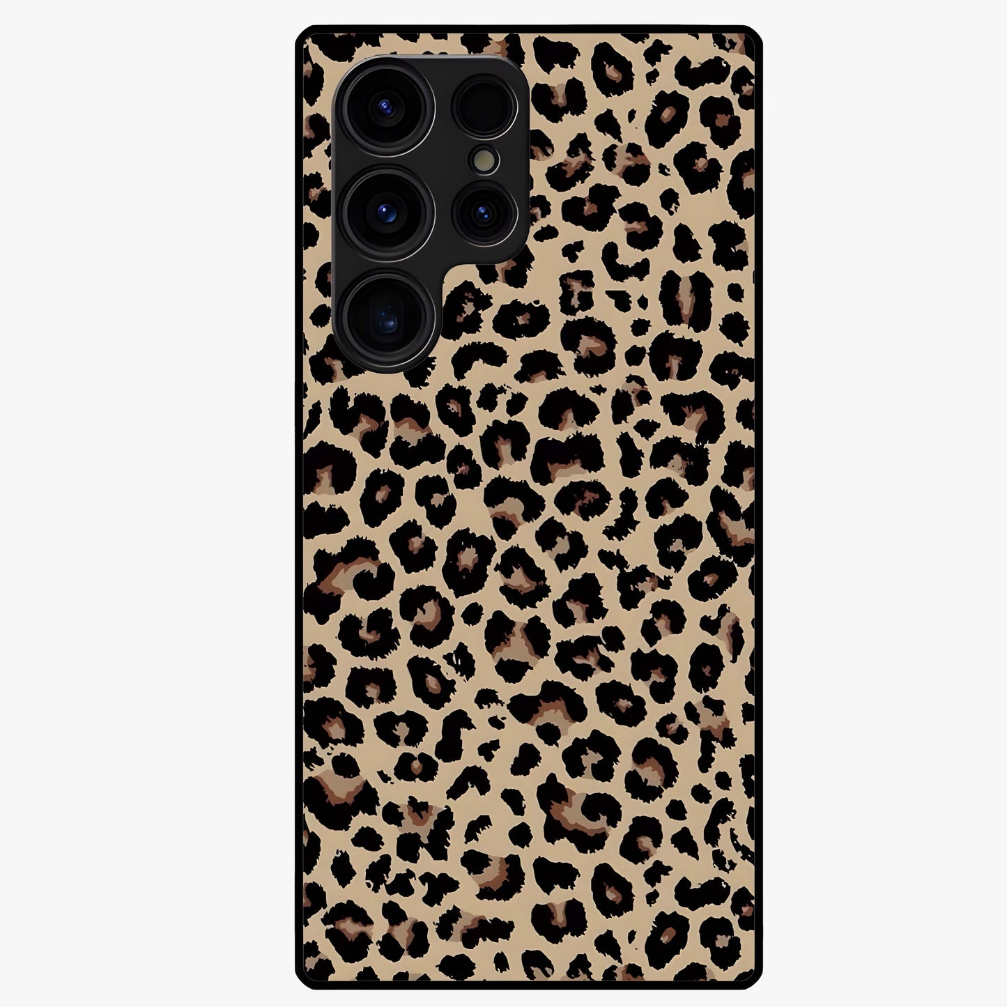 Savage Chic Pattern Glass Case showing flat back view with stylish patterned artwork and glossy glass finish.