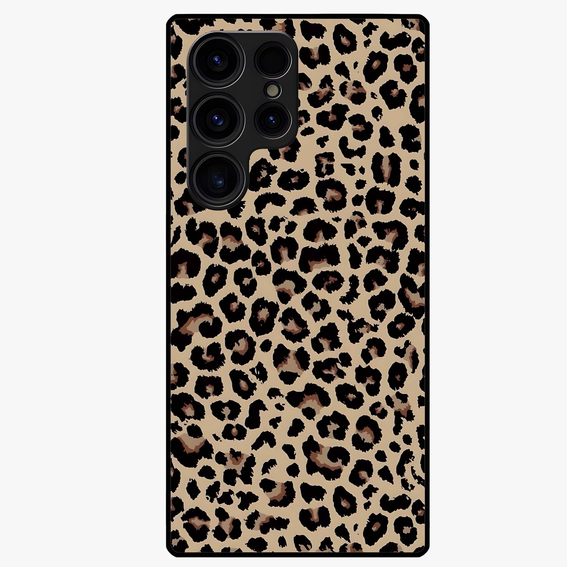 Savage Chic Pattern Glass Case showing flat back view with stylish patterned artwork and glossy glass finish.