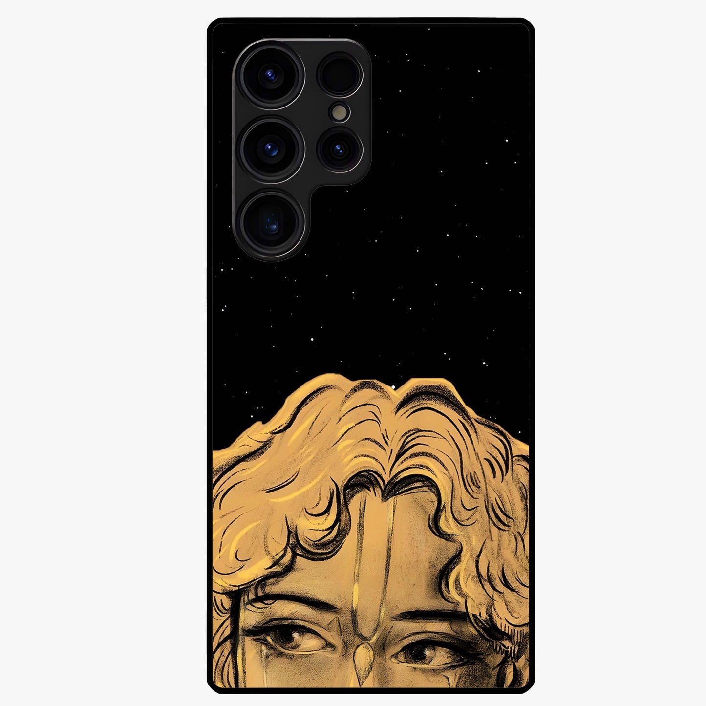 Shri Krishna Art Glass Case showing flat back view with devotional Krishna artwork and glossy glass finish.