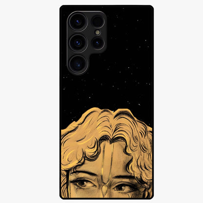 Shri Krishna Art Glass Case showing flat back view with devotional Krishna artwork and glossy glass finish.