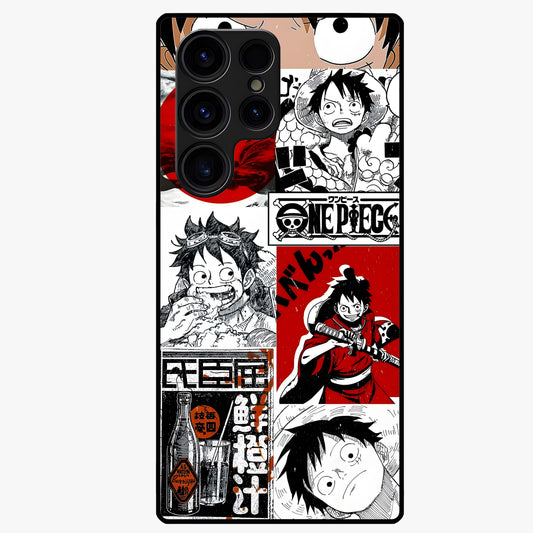 Strawhat Chaos Panels Glass Case showing flat back view with anime inspired chaos panel artwork and glossy glass finish.